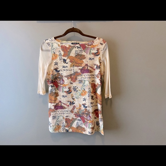 Vintage MARCO Ladies Top, Asian Japanese, Mesh Mid Sleeve, Ladies Small - Picture 5 of 10